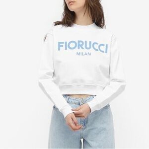 Fiorucci Milan Crop Crew Sweatshirt White